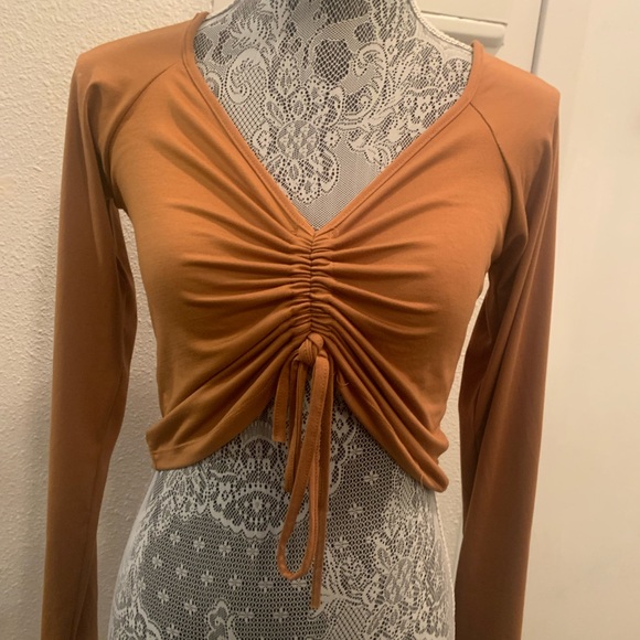 Long Sleeve Coder-Orange Crop Top - Picture 1 of 4